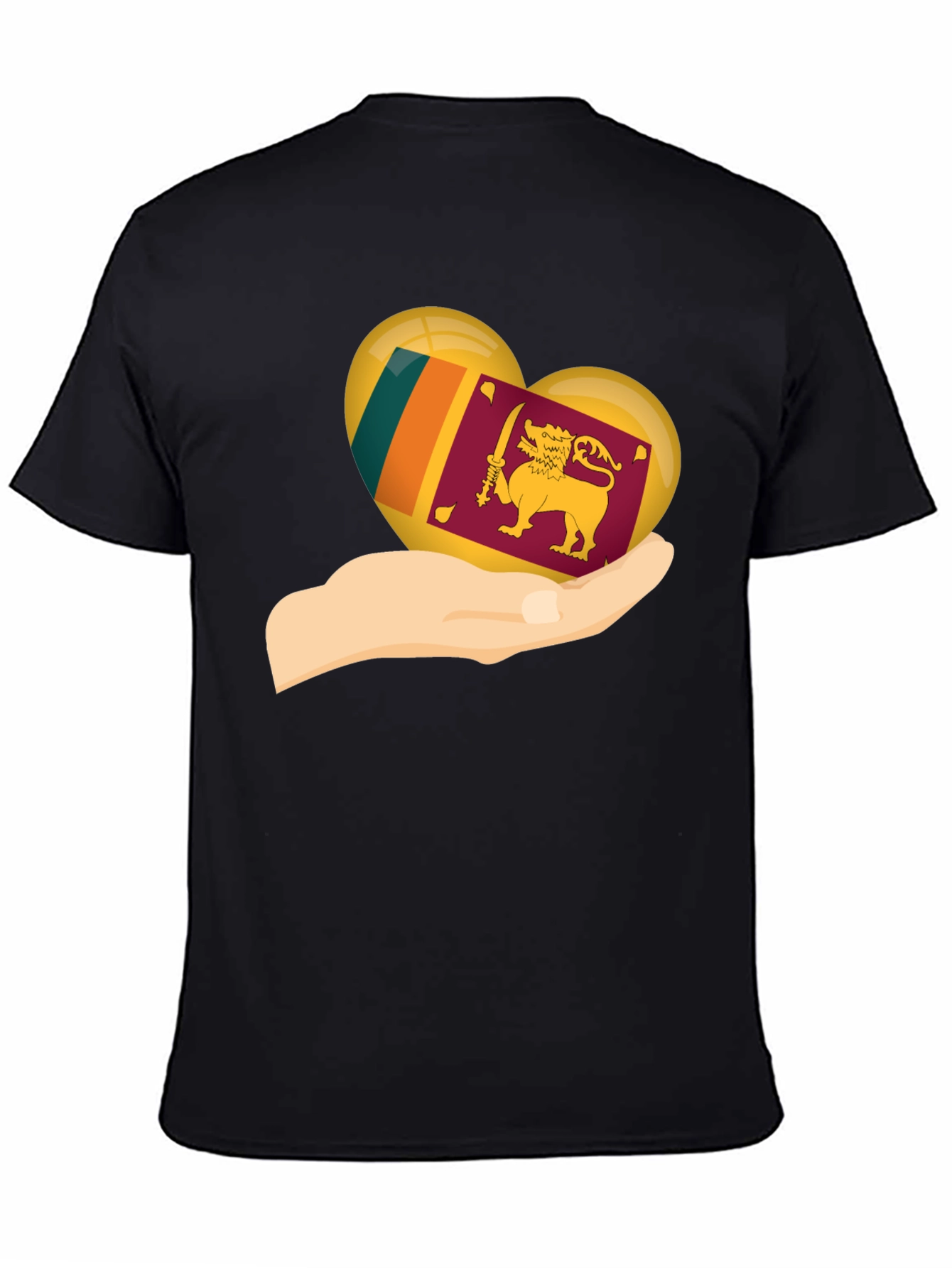 Sri Lanka Flag Heart in Hand Graphic Tee