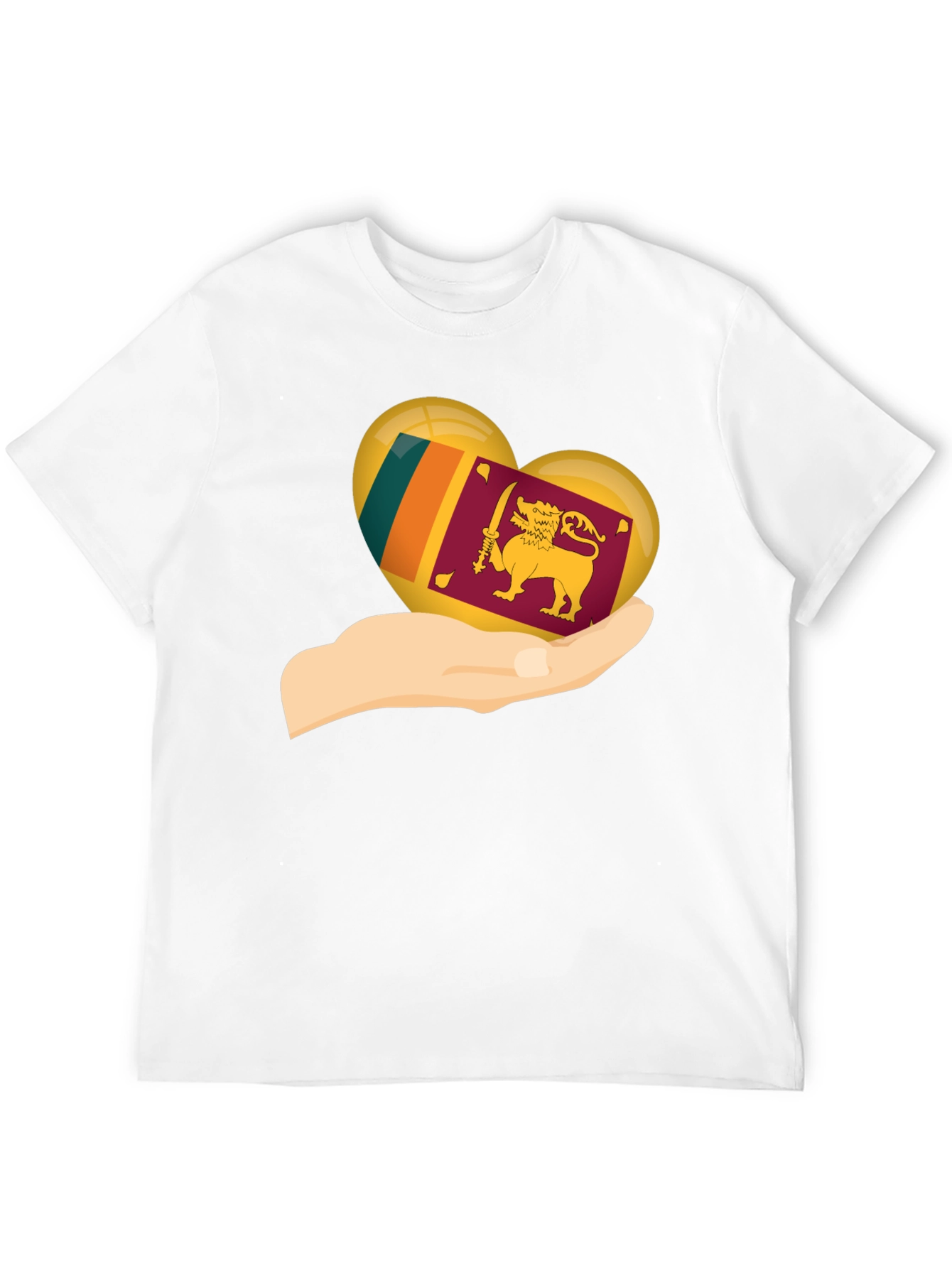 Sri Lanka Flag Heart in Hand Graphic Tee