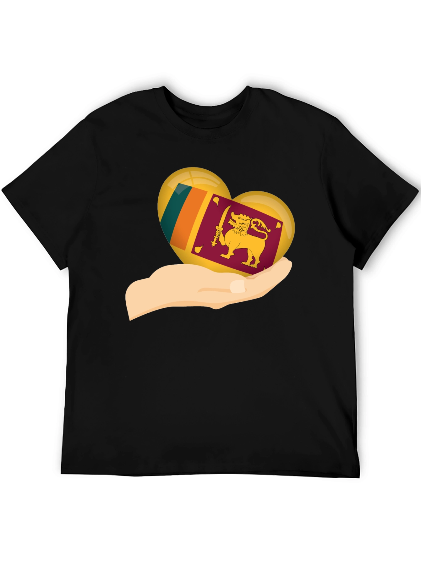 Sri Lanka Flag Heart in Hand Graphic Tee