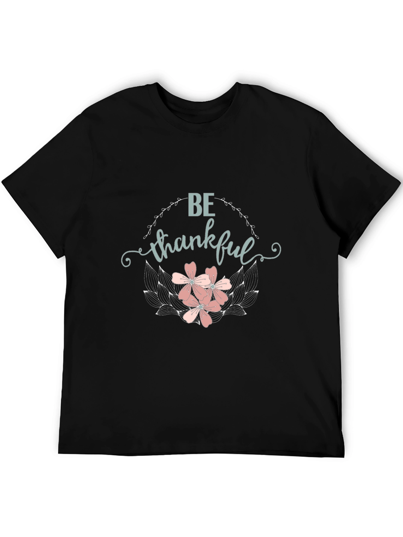 Be Thankful Floral Graphic T-Shirt