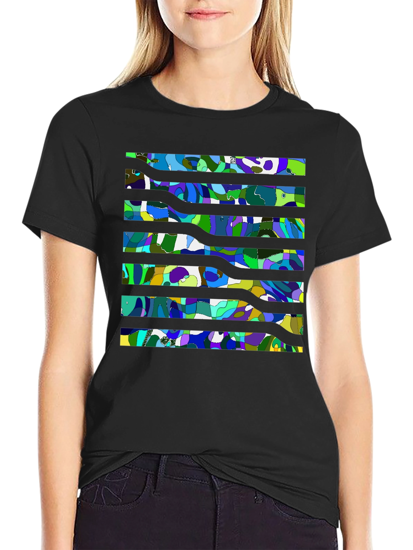 Abstract Stripe Mens Graphic Tee - Modern Art Print