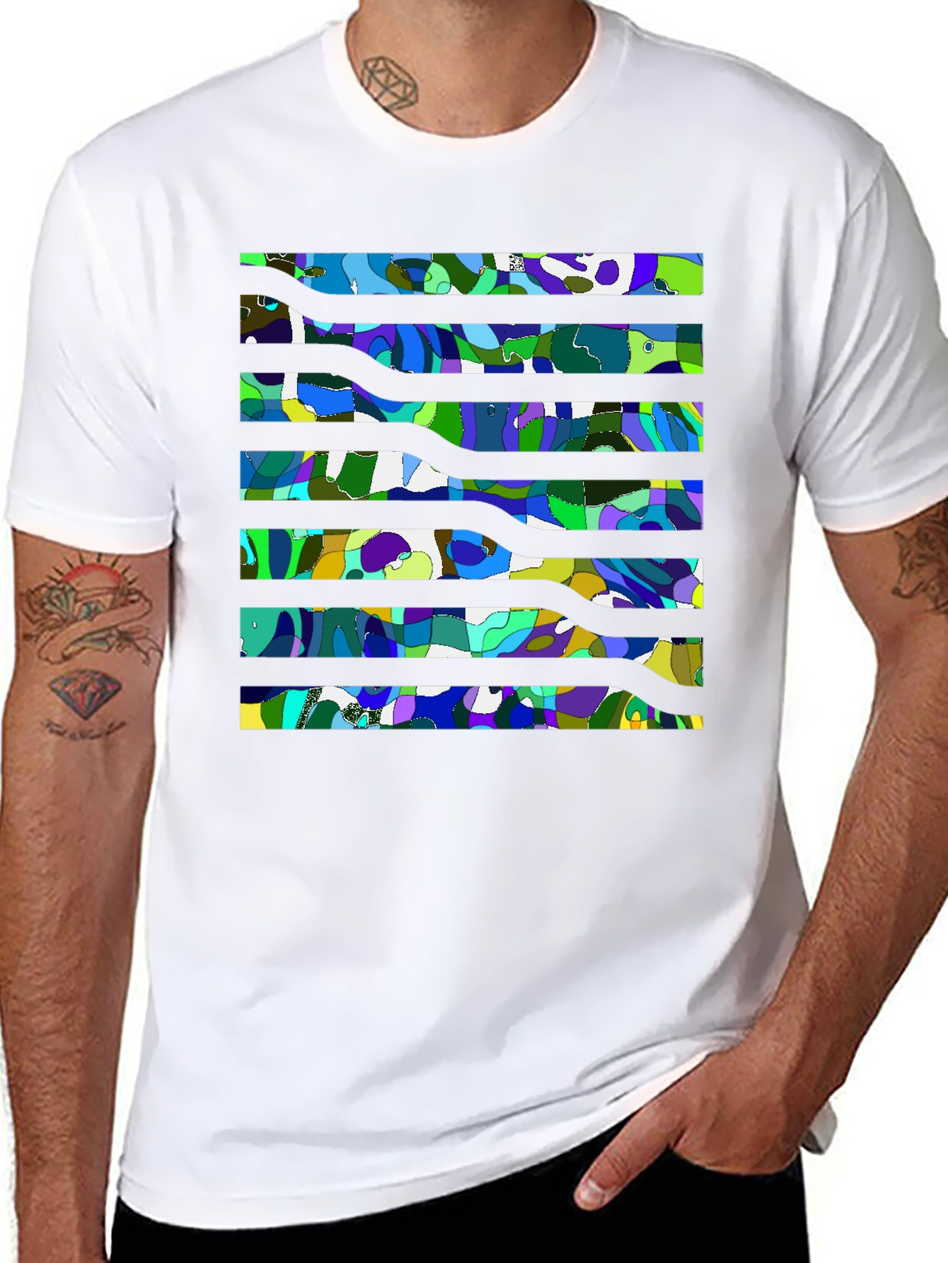 Abstract Stripe Mens Graphic Tee - Modern Art Print