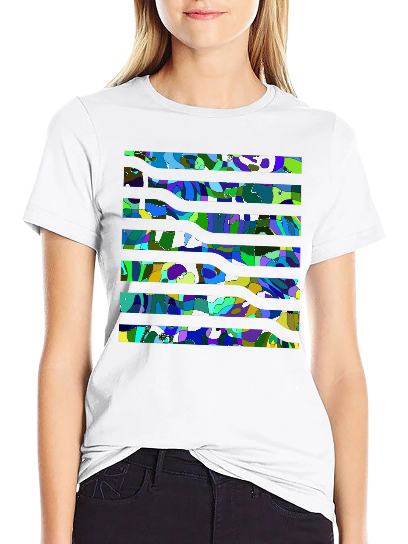 Abstract Stripe Mens Graphic Tee - Modern Art Print