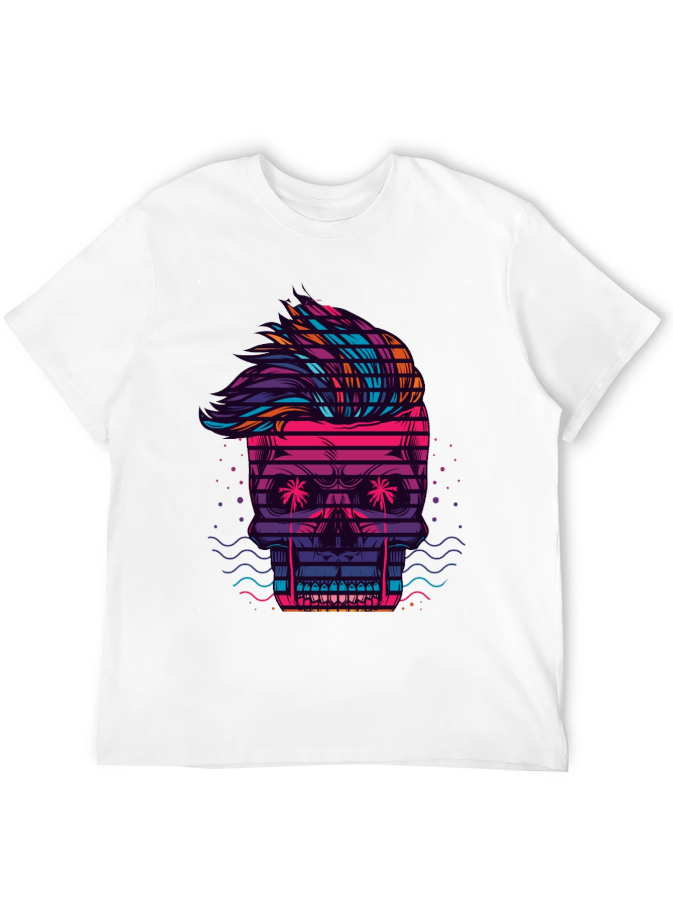 Neon Skull Graphic Tee - Retro Wave Style