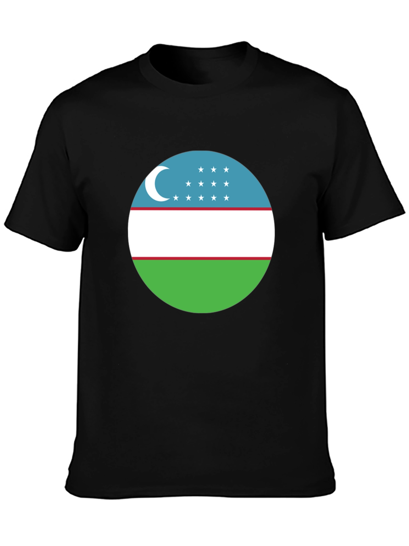 Uzbekistan Flag T-Shirt - Black Cotton Tee
