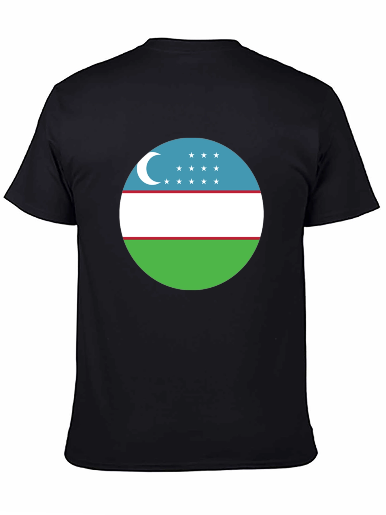 Uzbekistan Flag T-Shirt - Black Cotton Tee