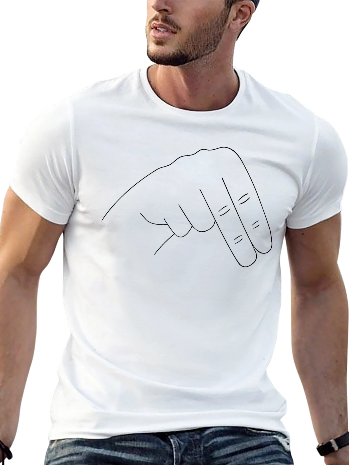 Black T-Shirt with Graphic Hand Design
