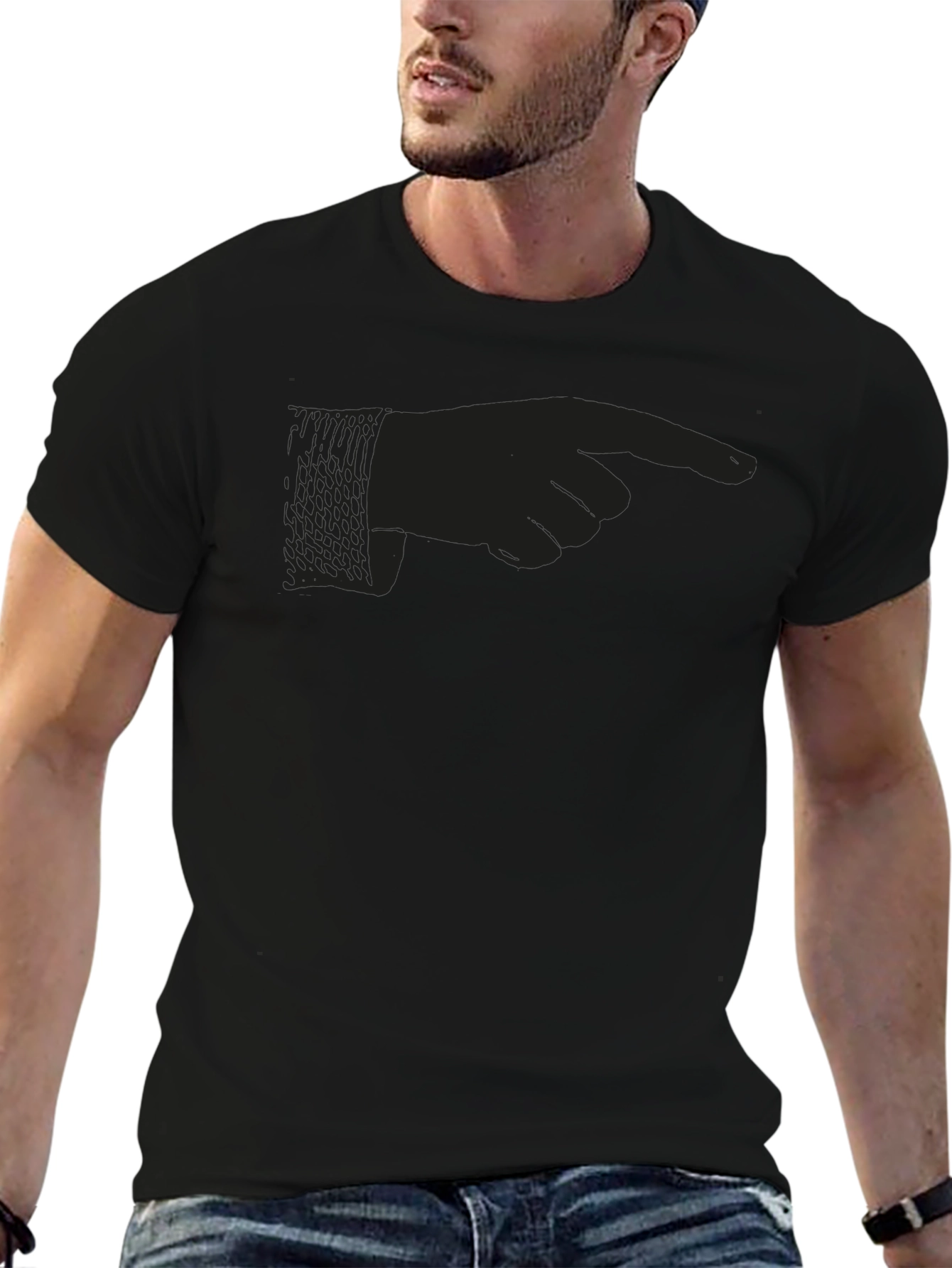 Pointing Hand Graphic Tee - Modern Crew Neck