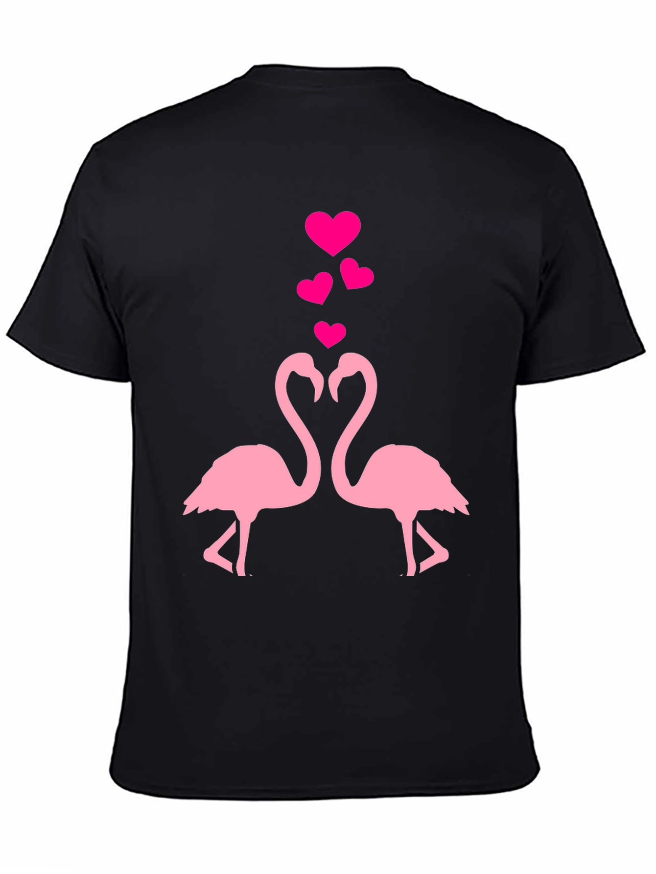 Flamingo Love T-Shirt - Black Cotton Blend