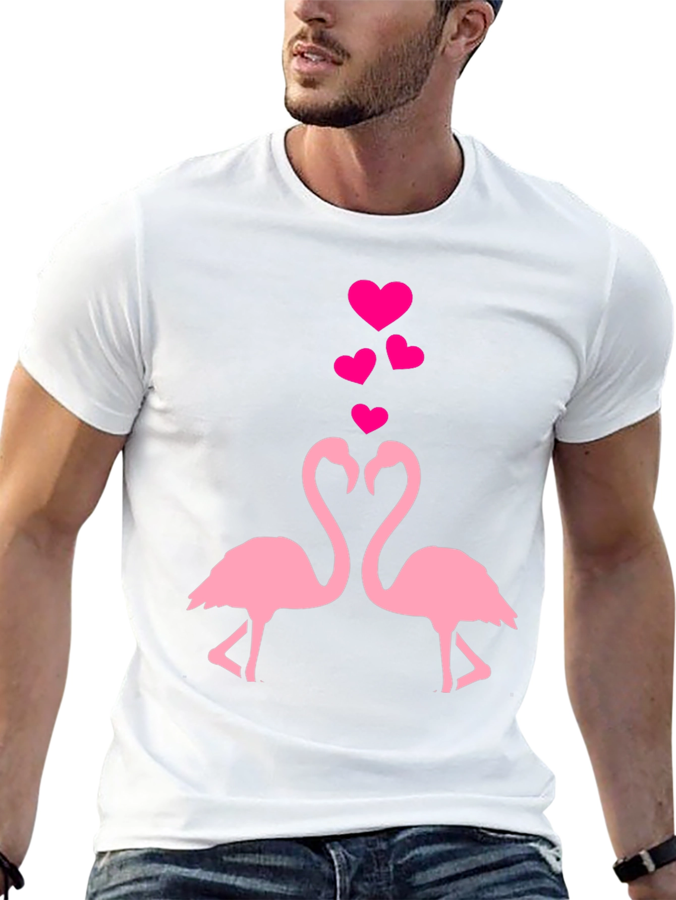 Flamingo Love T-Shirt - Black Cotton Blend