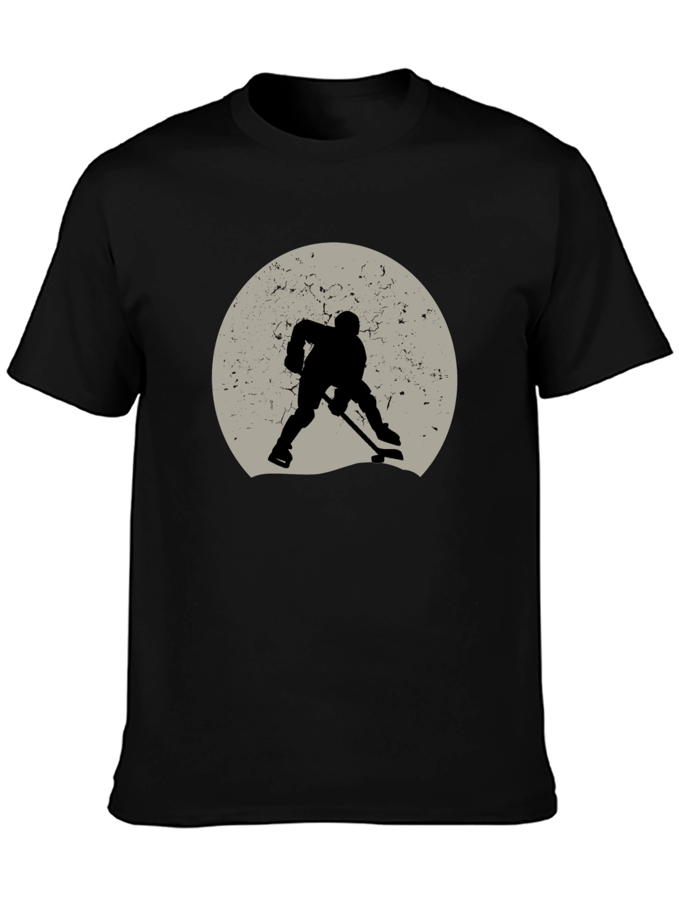 Hockey Player Silhouette Graphic Tee - Black