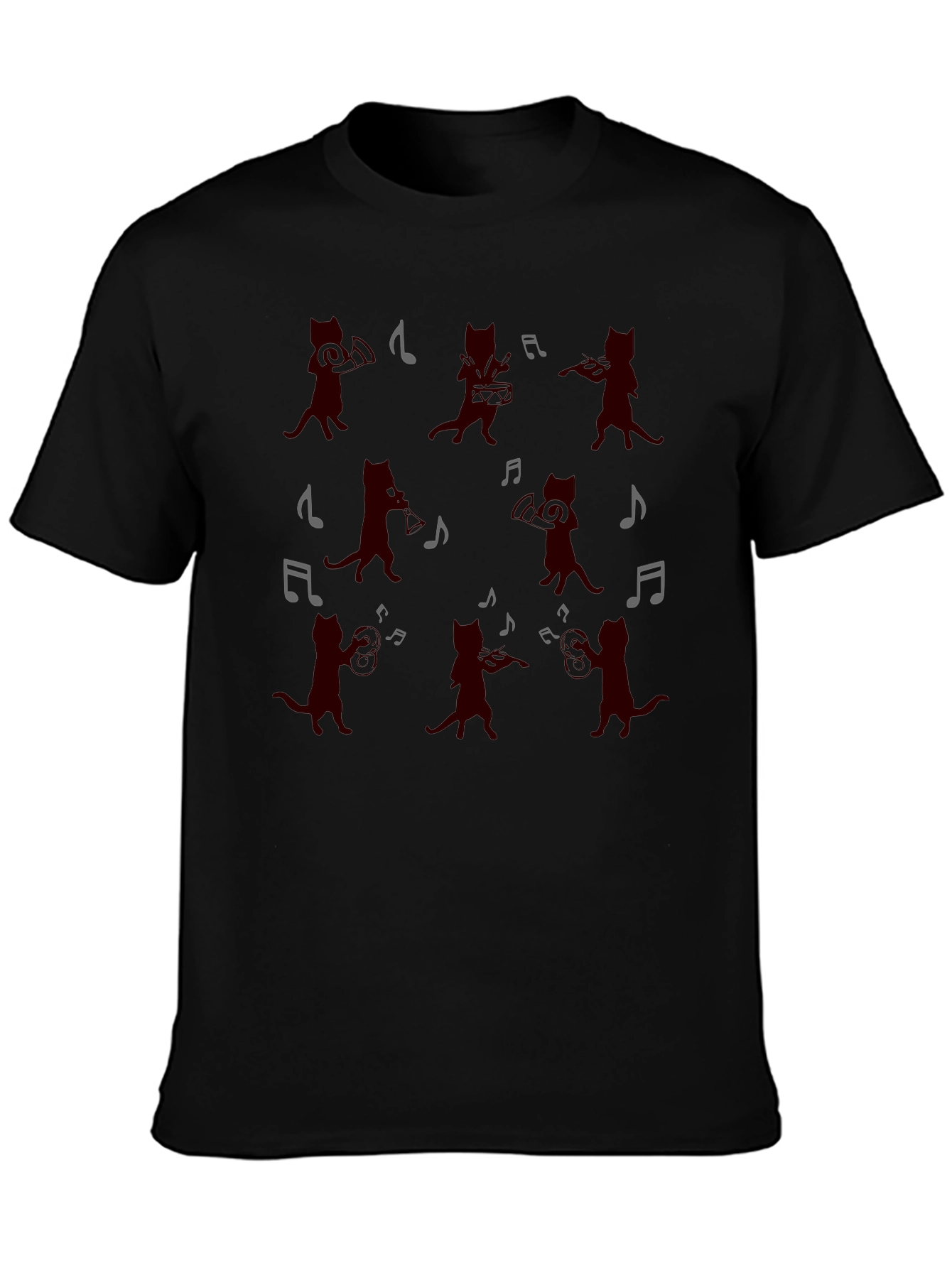 Musical Cats Black T-Shirt - Band of Cats Design
