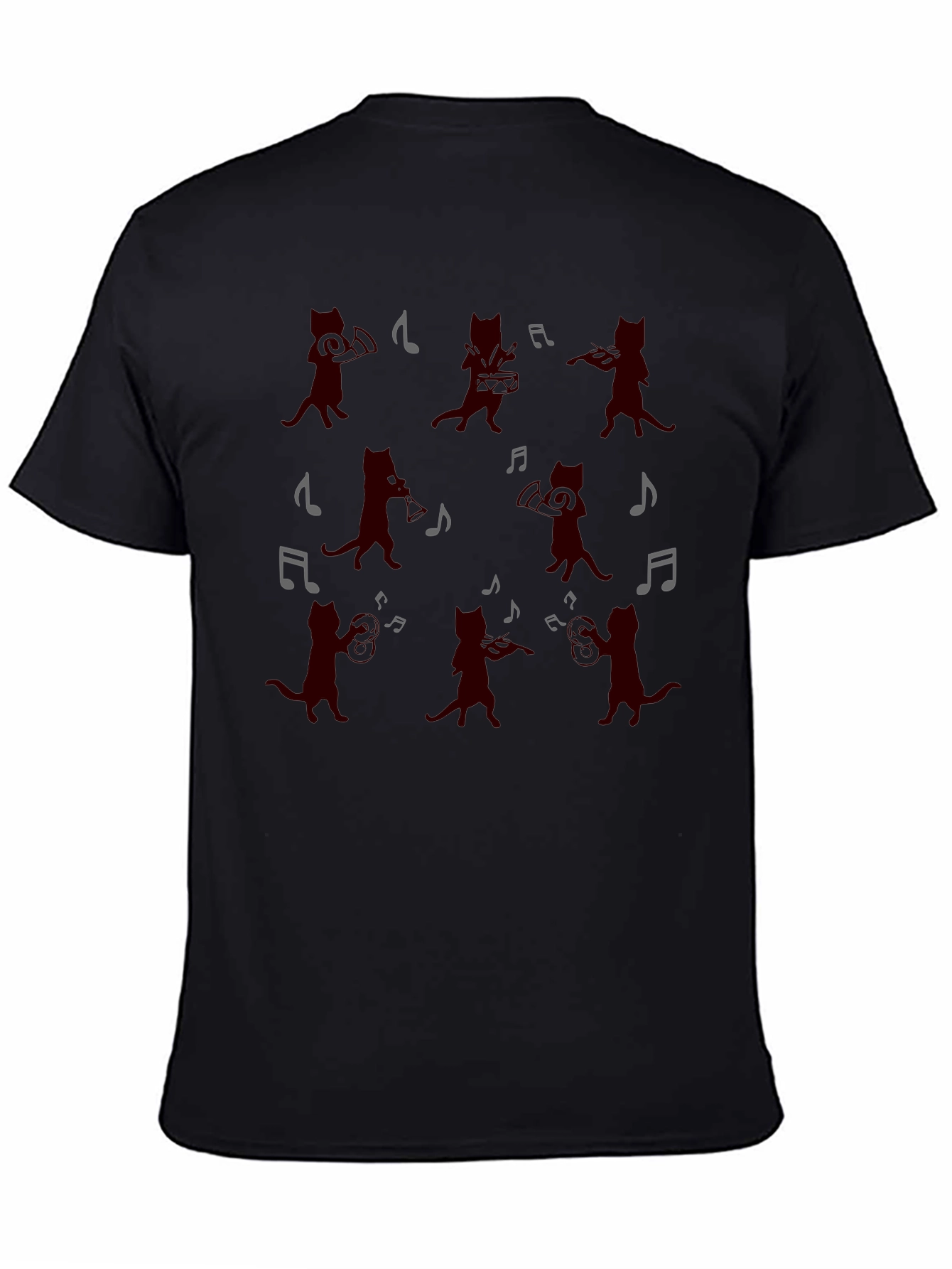 Musical Cats Black T-Shirt - Band of Cats Design