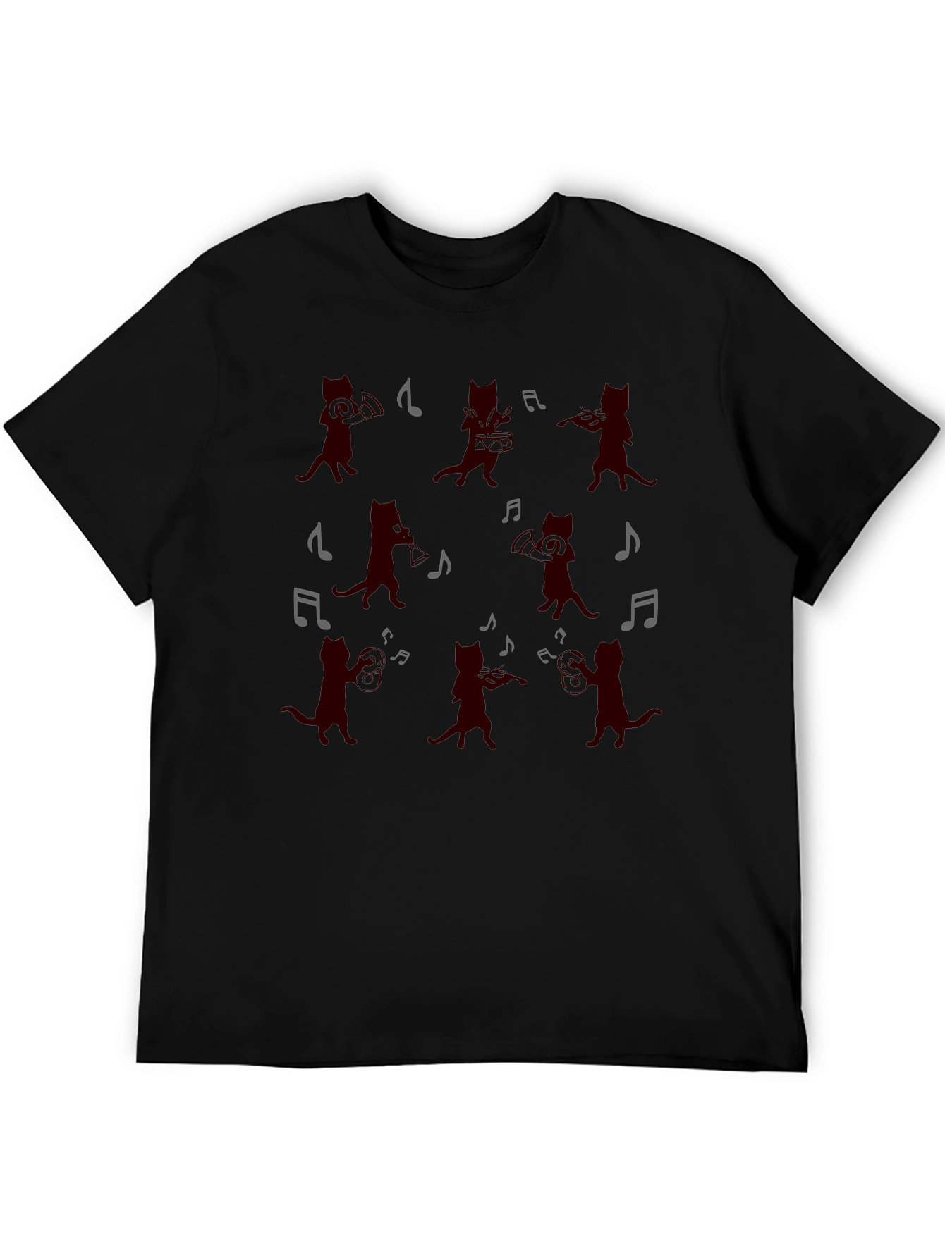 Musical Cats Black T-Shirt - Band of Cats Design