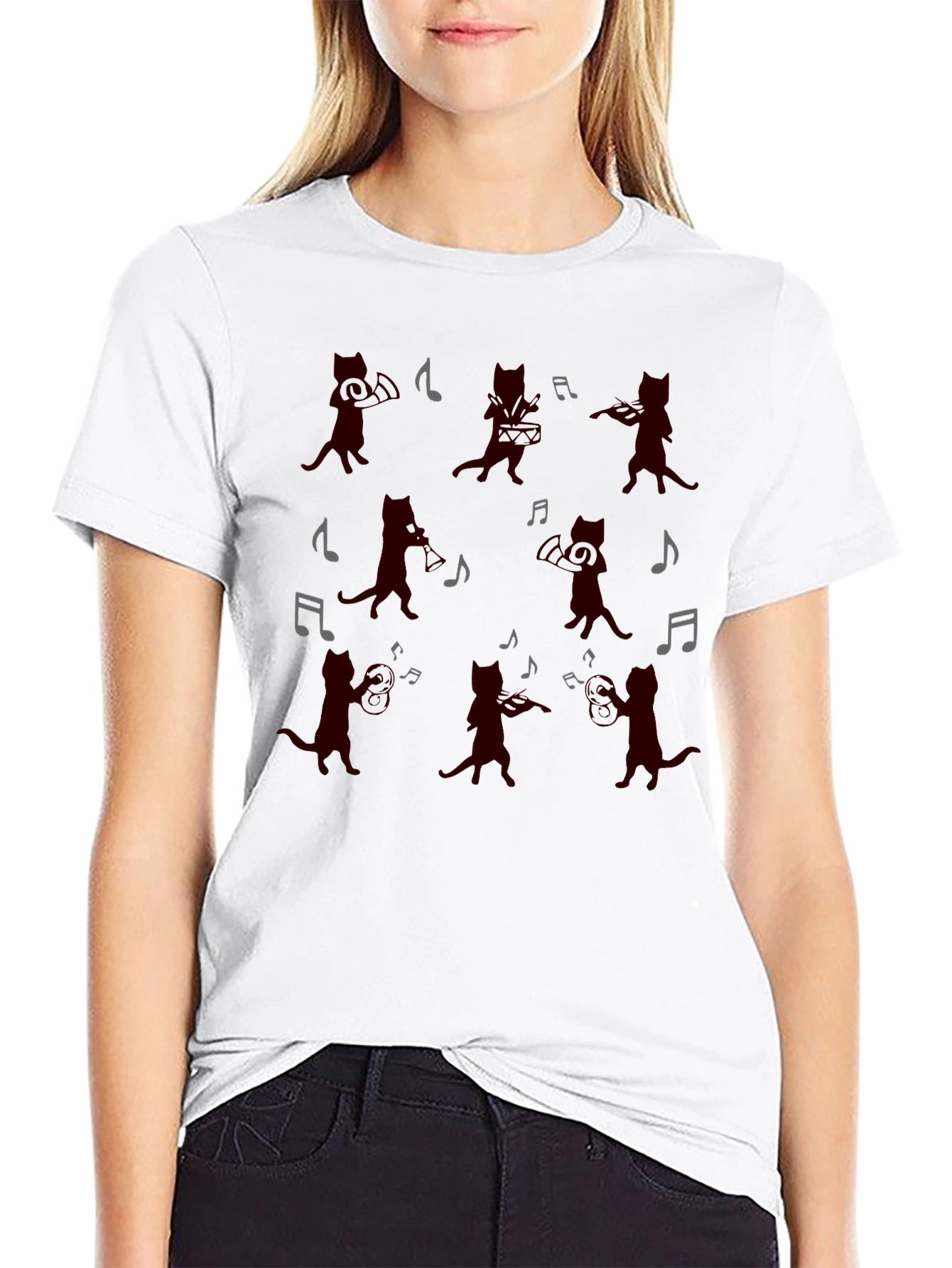 Musical Cats Black T-Shirt - Band of Cats Design