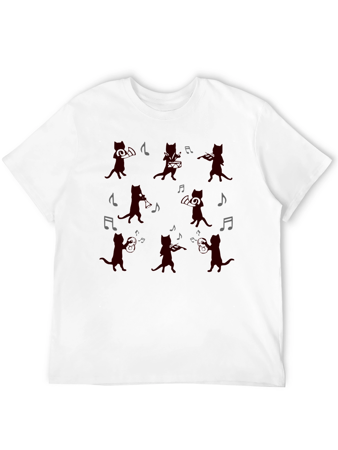 Musical Cats Black T-Shirt - Band of Cats Design