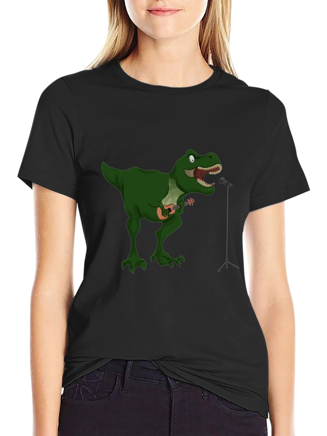 Dino Ukulele Black T-Shirt