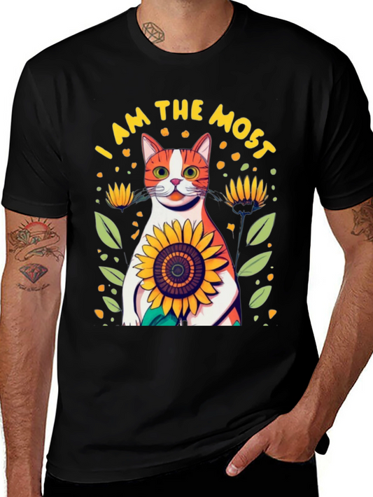 Cat Sunflower Graphic Tee - I am The Most T-Shirt