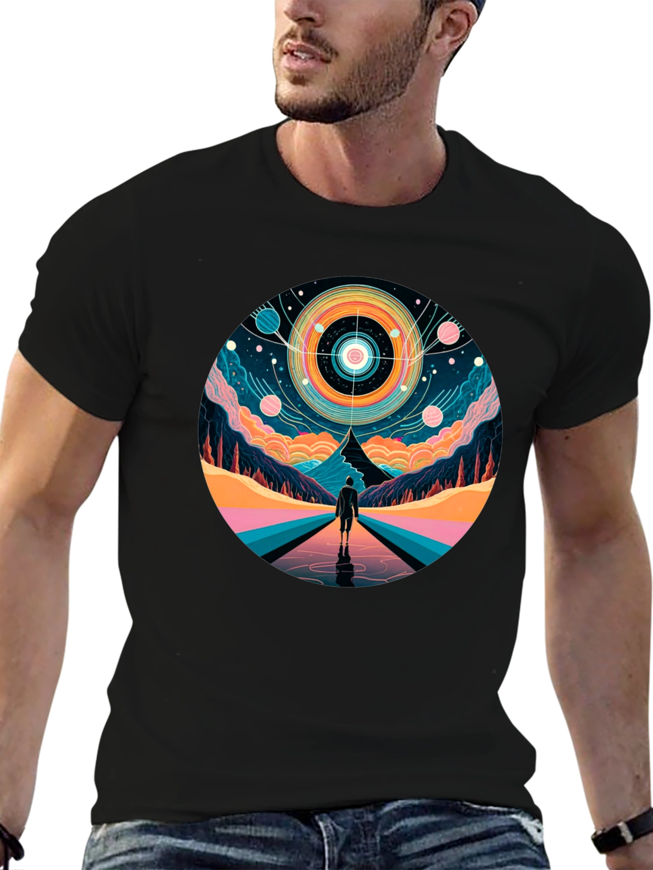 Abstract Galaxy Vision Black T-Shirt