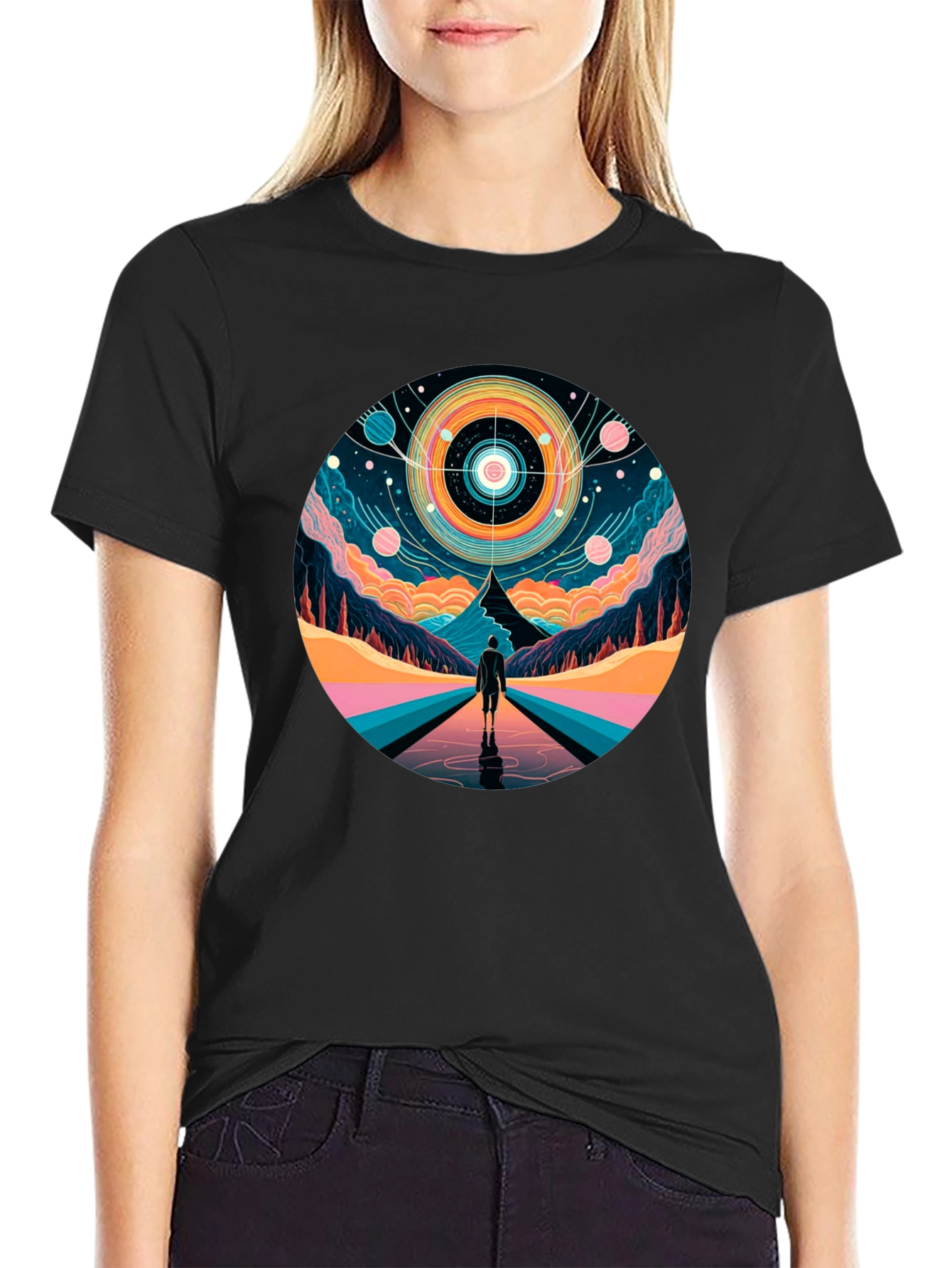 Abstract Galaxy Vision Black T-Shirt