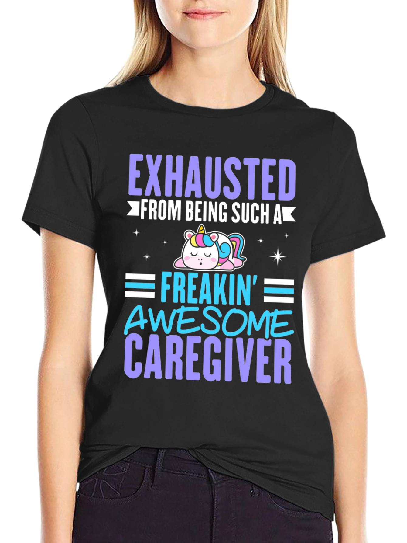 Exhausted Awesome Caregiver T-Shirt