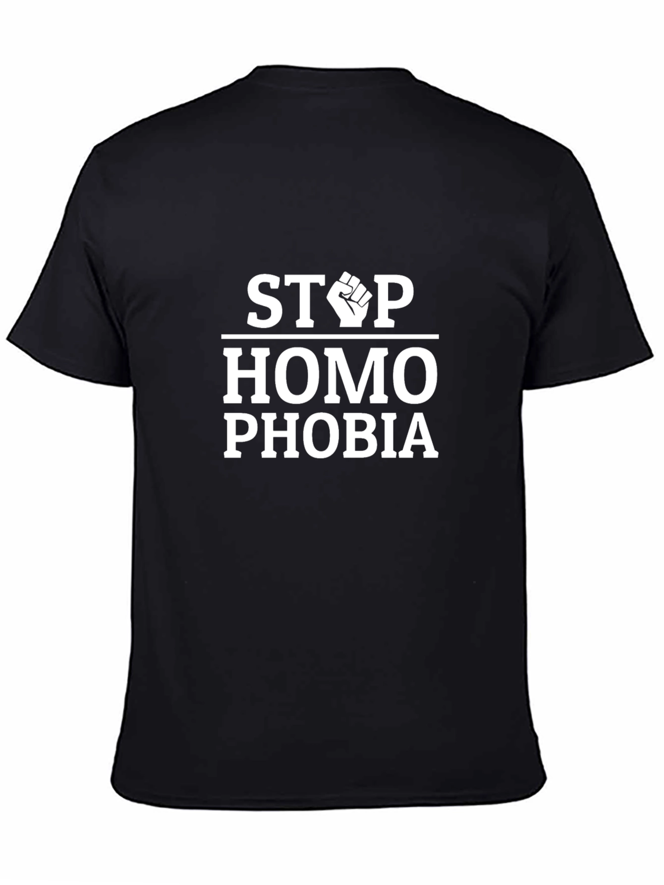 Stop Homophobia Fist Graphic Tee - Black