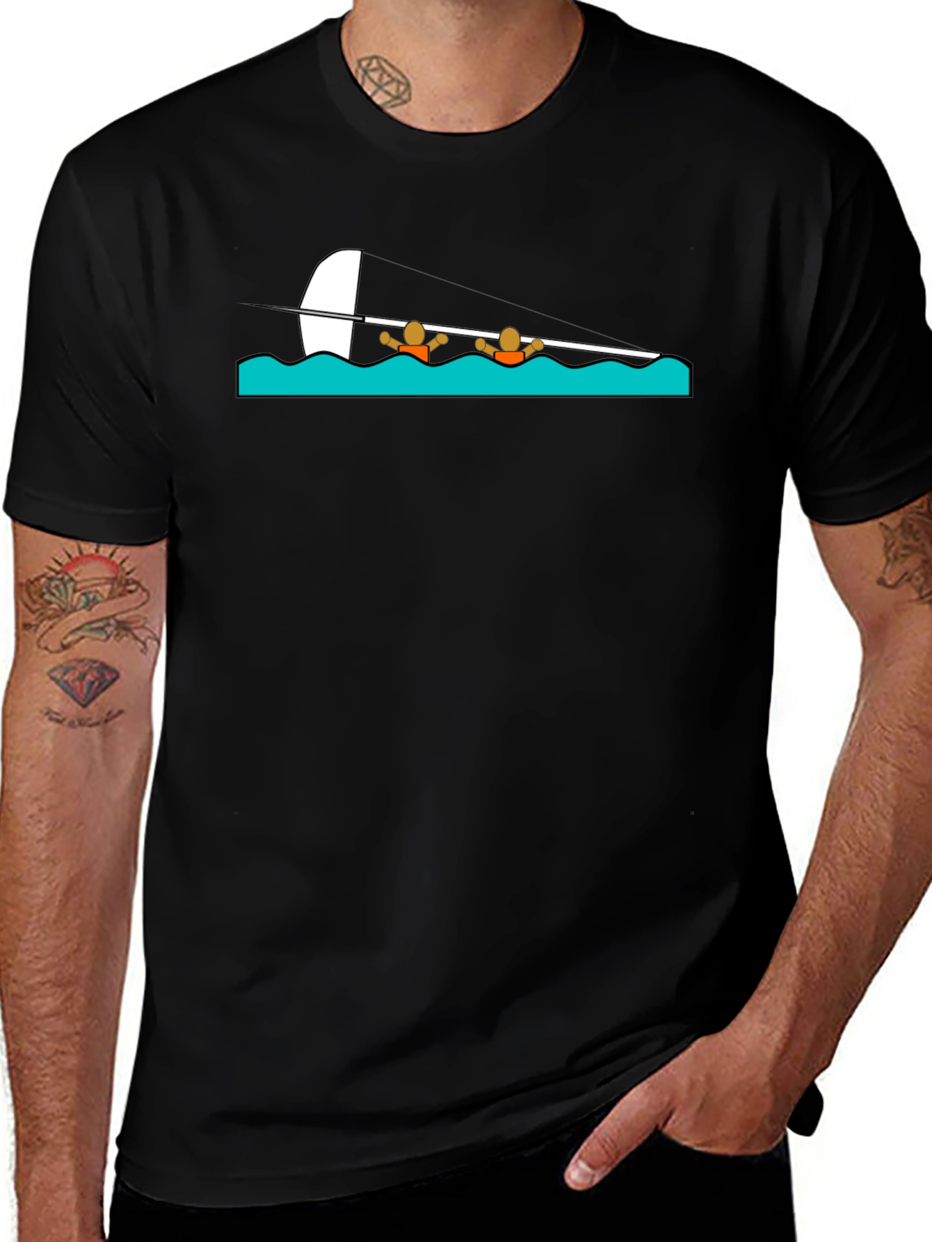 Rowing Crew T-Shirt - Black Cotton Tee