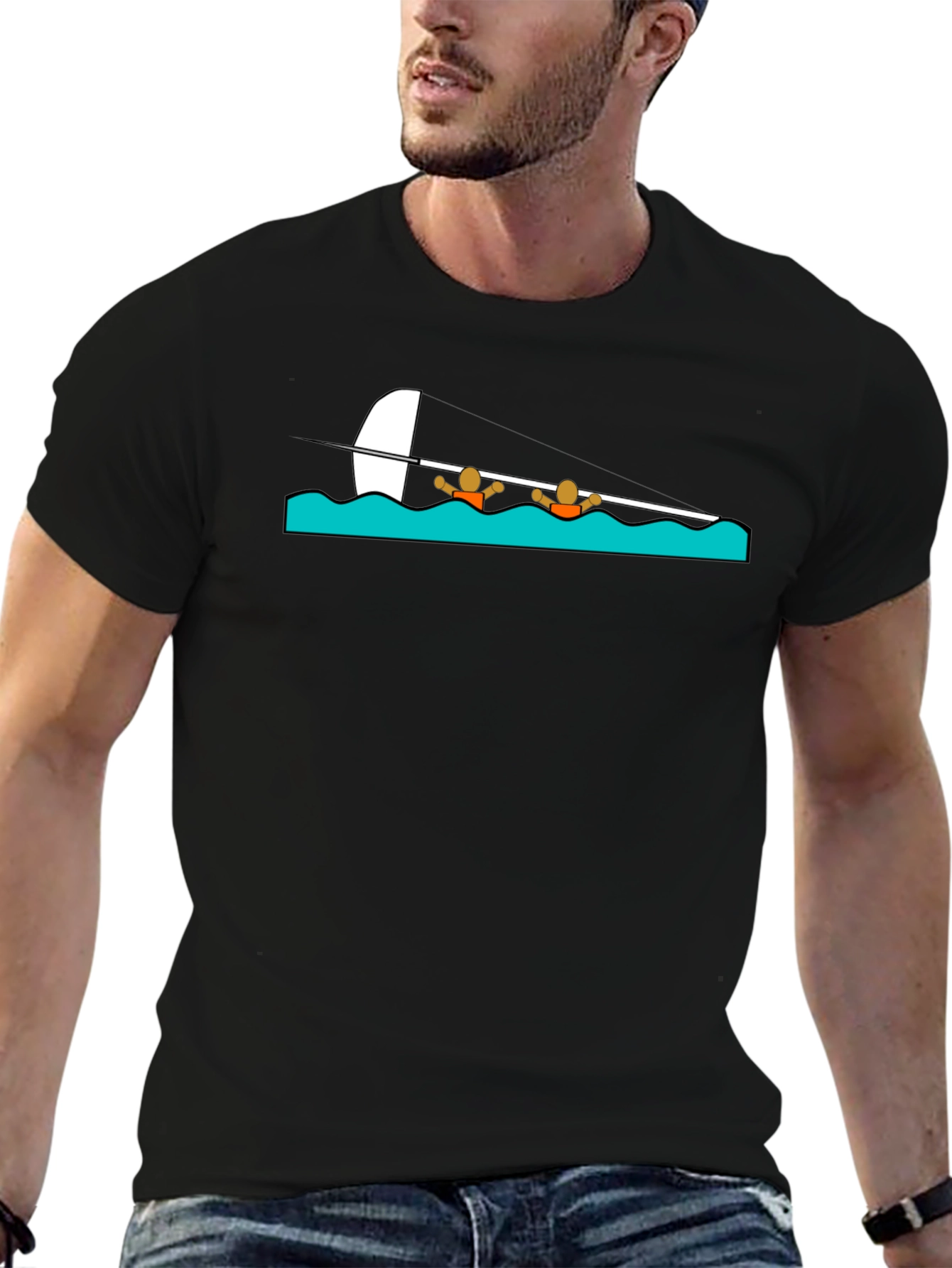 Rowing Crew T-Shirt - Black Cotton Tee