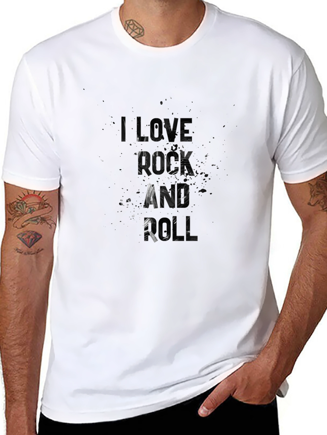 I Love Rock and Roll Mens Black Graphic T-Shirt