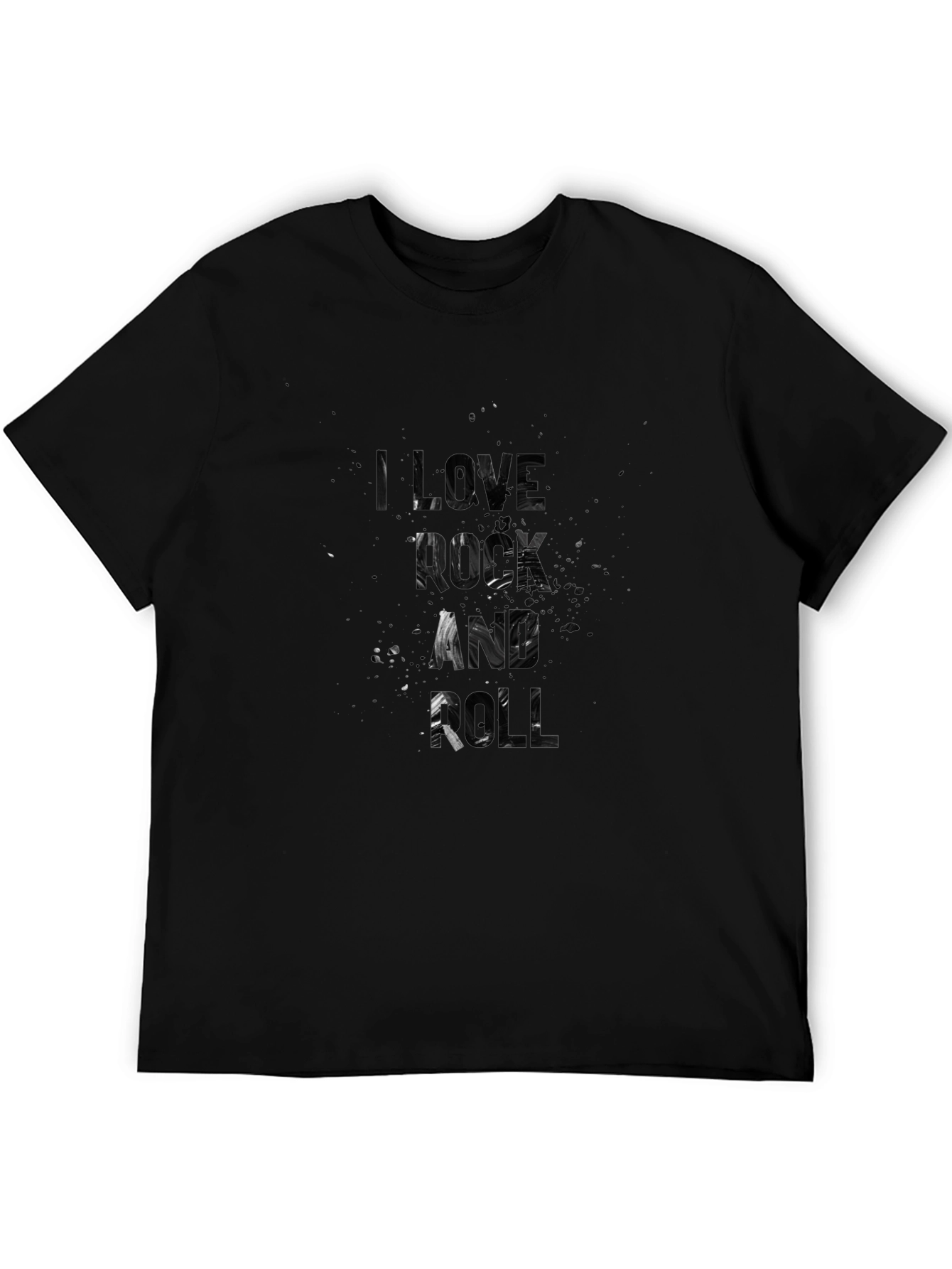 I Love Rock and Roll Mens Black Graphic T-Shirt