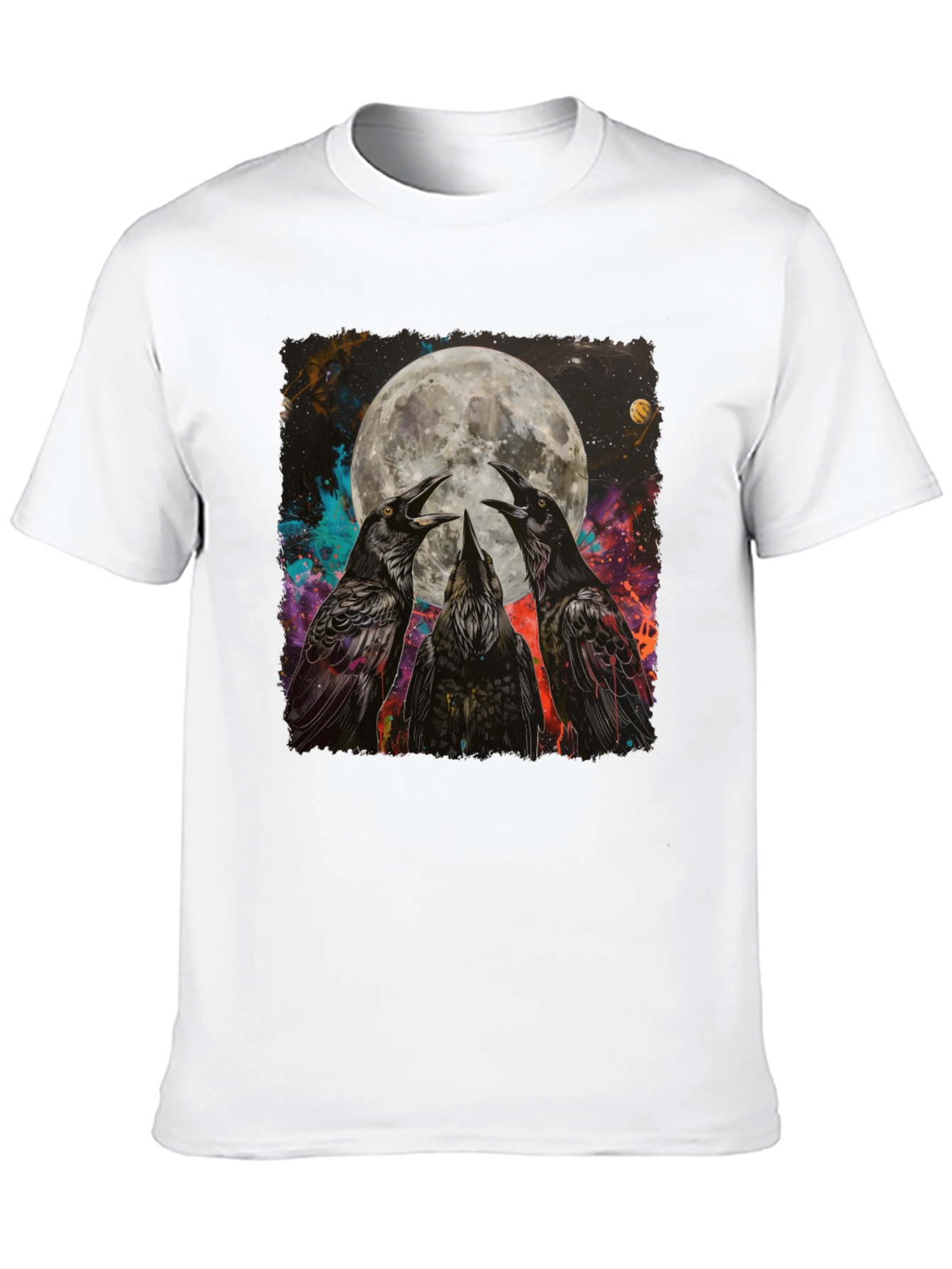 Raven Moon Graphic Tee - Unique Celestial Design
