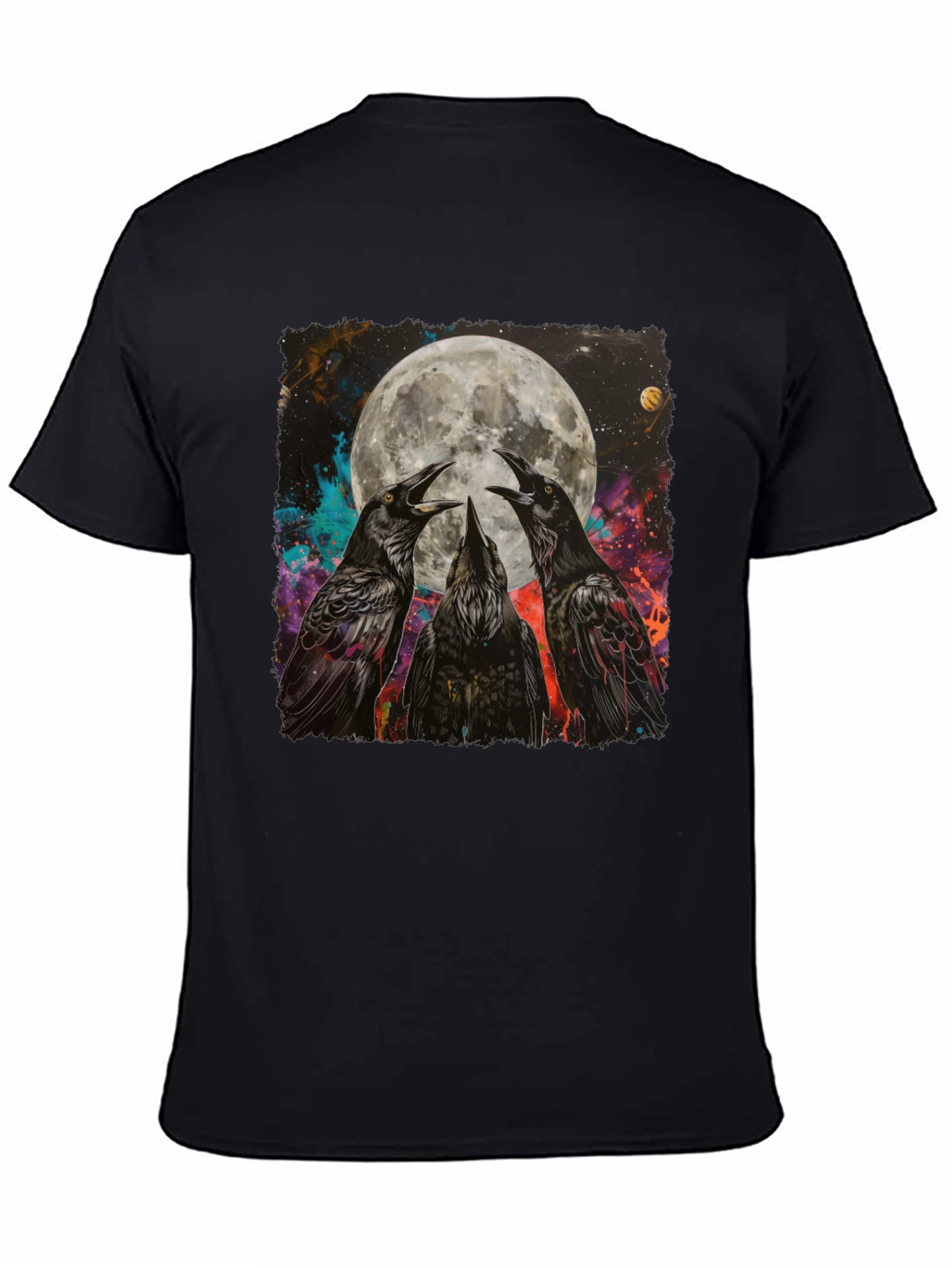 Raven Moon Graphic Tee - Unique Celestial Design