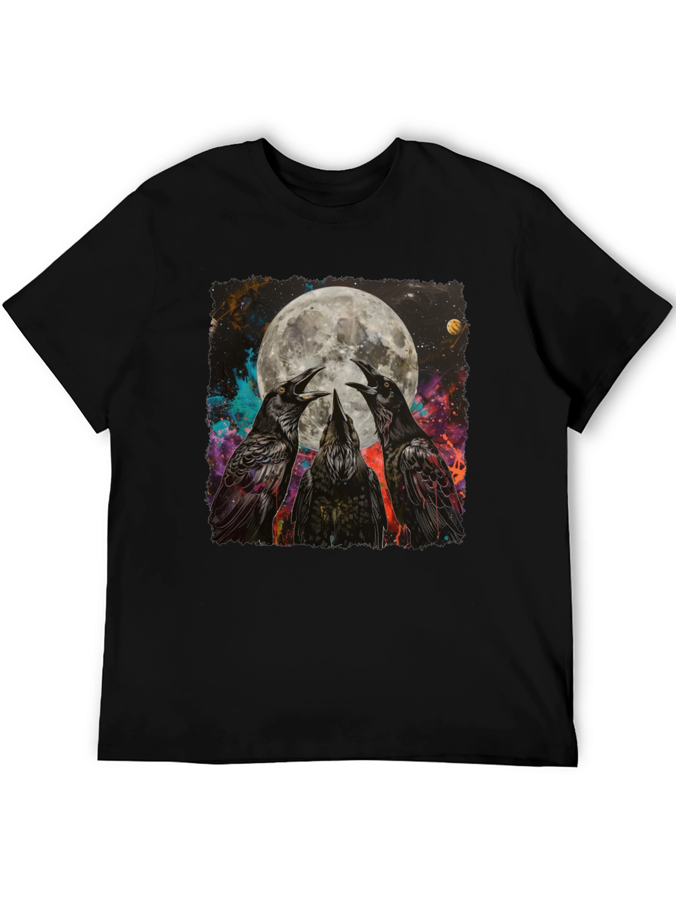 Raven Moon Graphic Tee - Unique Celestial Design