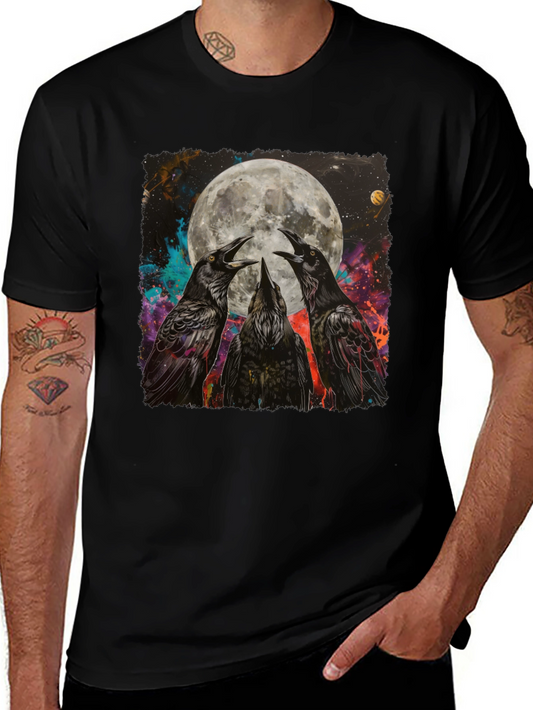 Raven Moon Graphic Tee - Unique Celestial Design