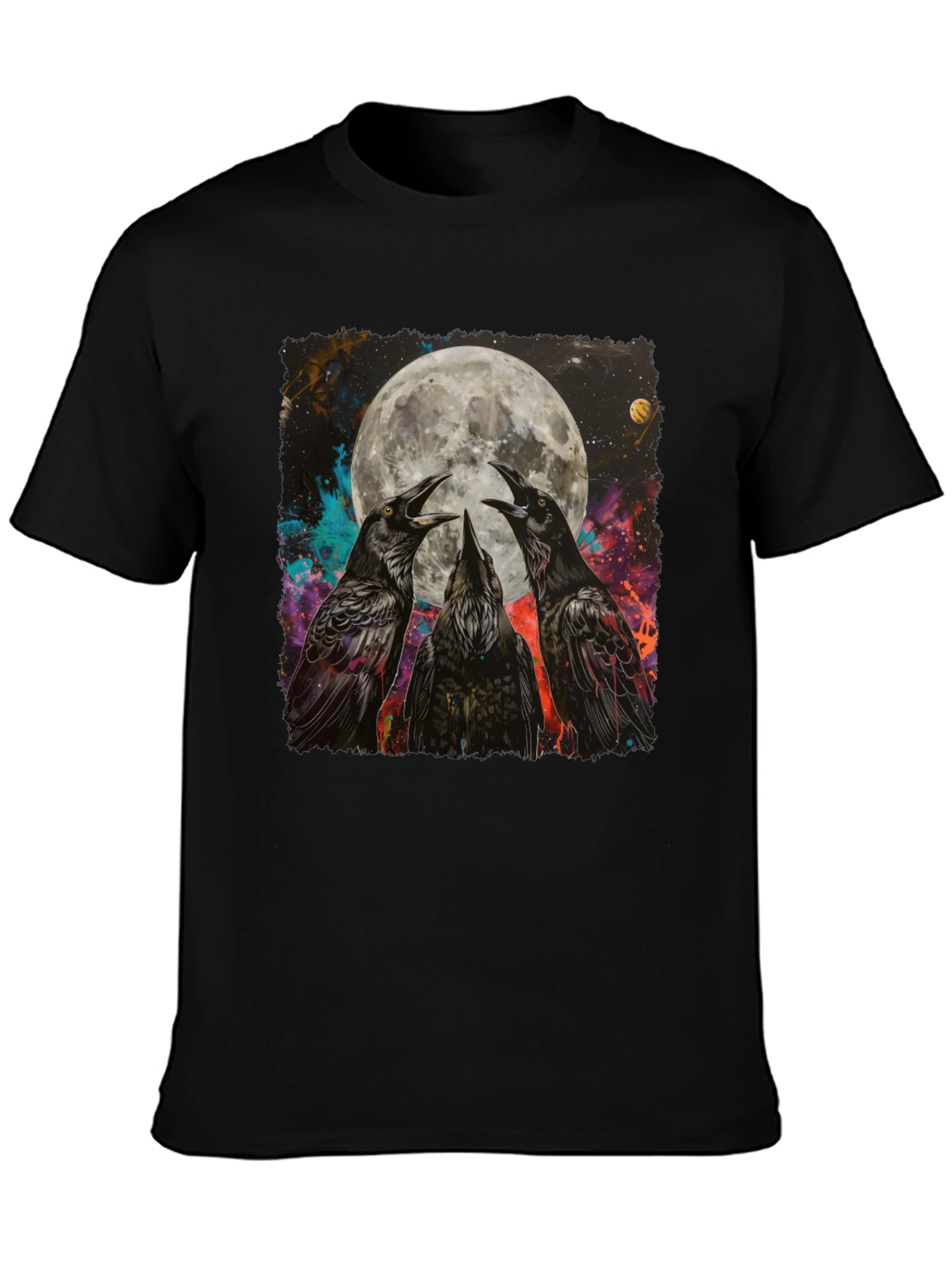 Raven Moon Graphic Tee - Unique Celestial Design