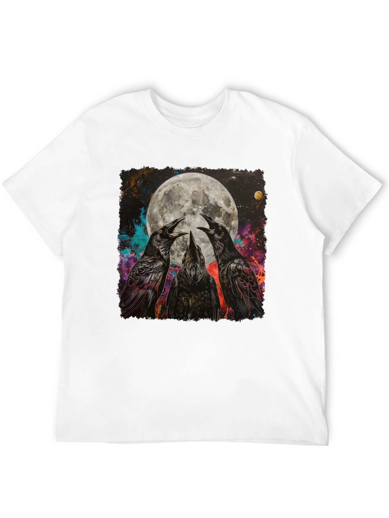 Raven Moon Graphic Tee - Unique Celestial Design