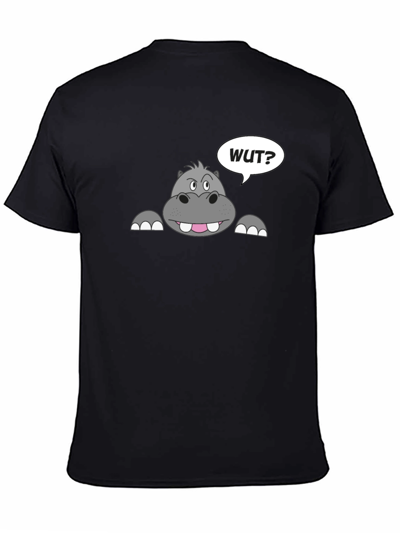 Hippo Wut? Graphic Print Black T-Shirt