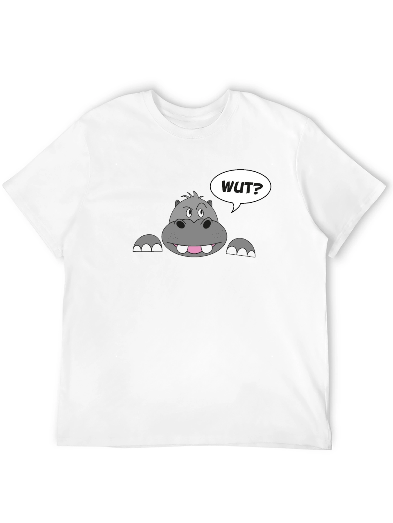Hippo Wut? Graphic Print Black T-Shirt