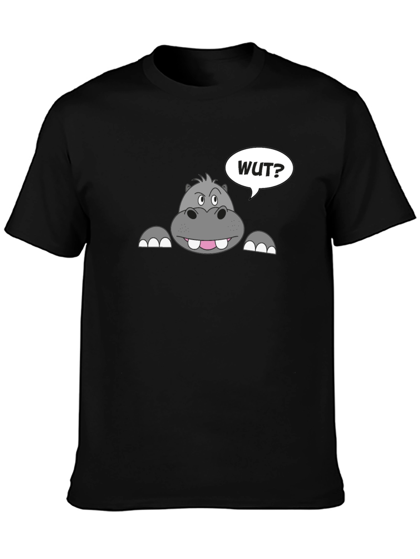 Hippo Wut? Graphic Print Black T-Shirt