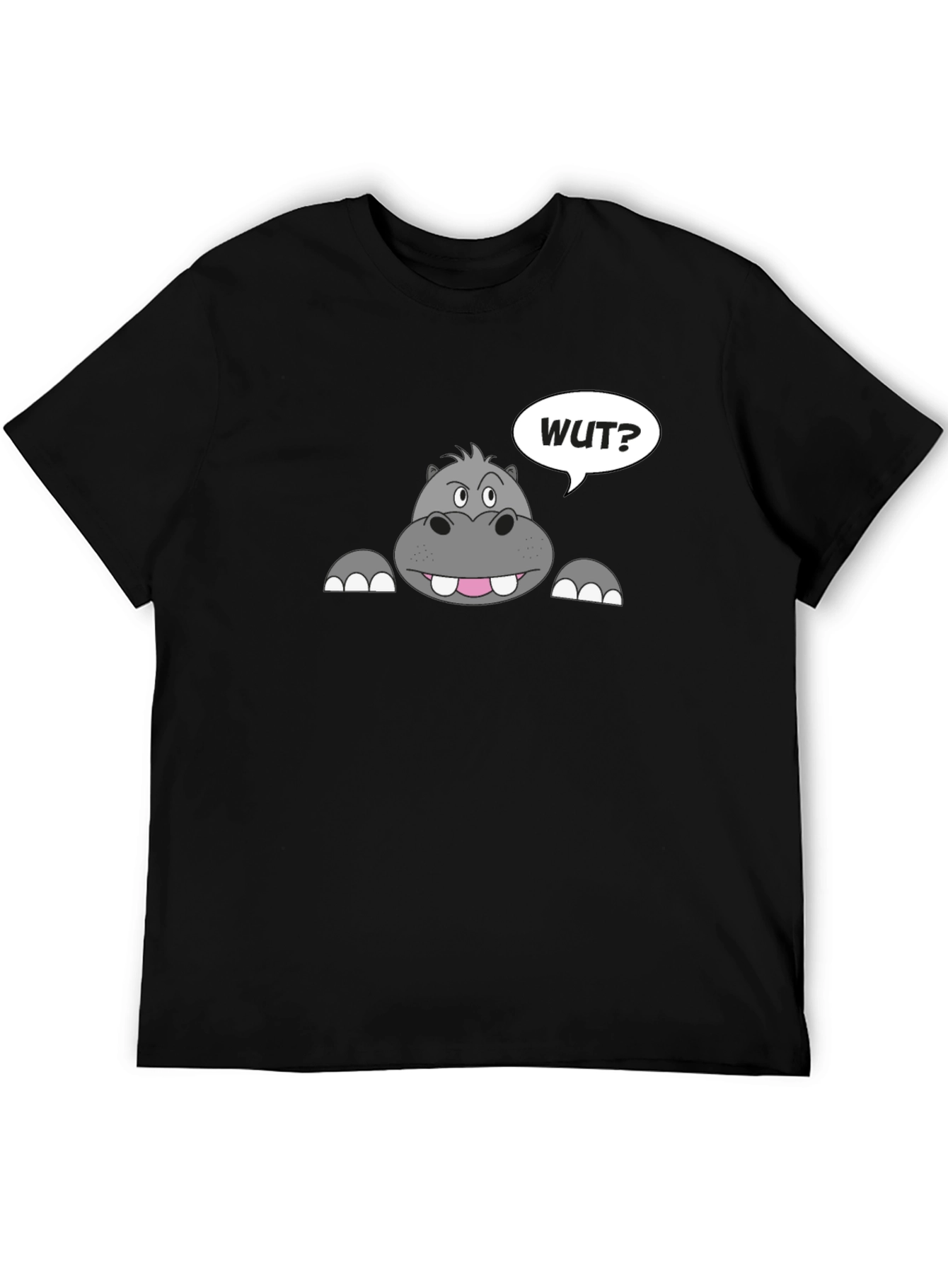 Hippo Wut? Graphic Print Black T-Shirt