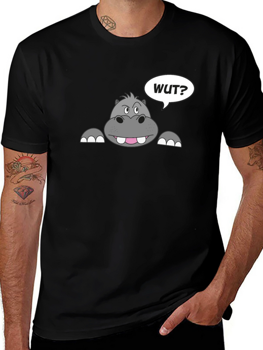 Hippo Wut? Graphic Print Black T-Shirt