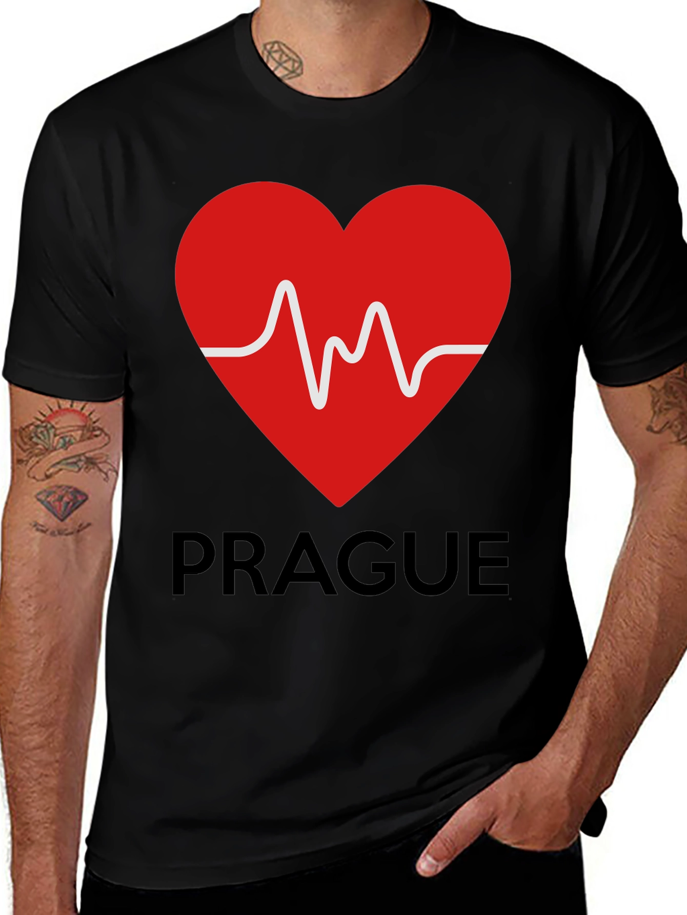 Prague Heartbeat Tee - Stylish City Souvenir