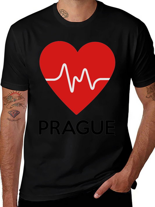 Prague Heartbeat Tee - Stylish City Souvenir