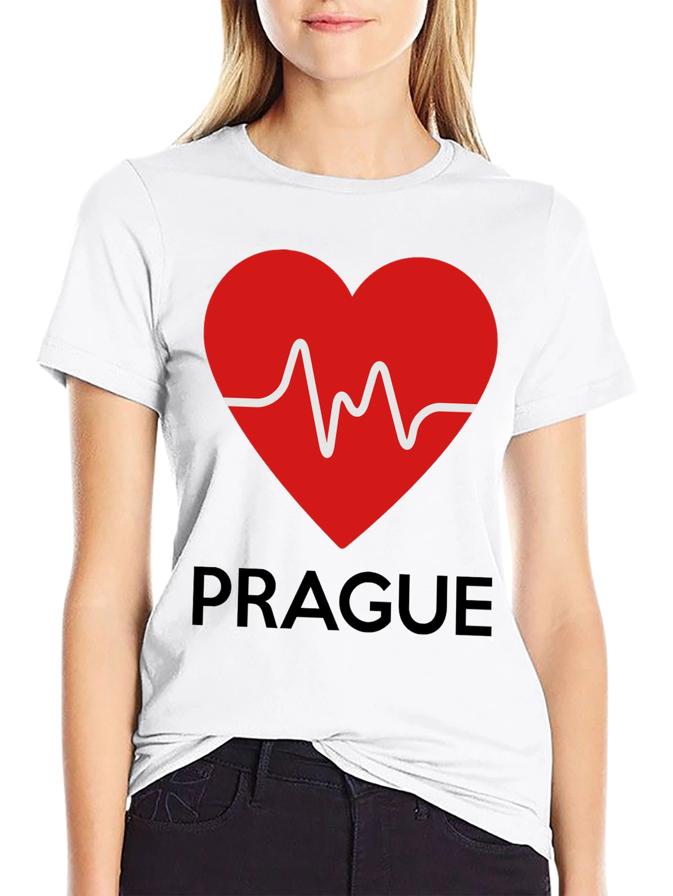 Prague Heartbeat Tee - Stylish City Souvenir
