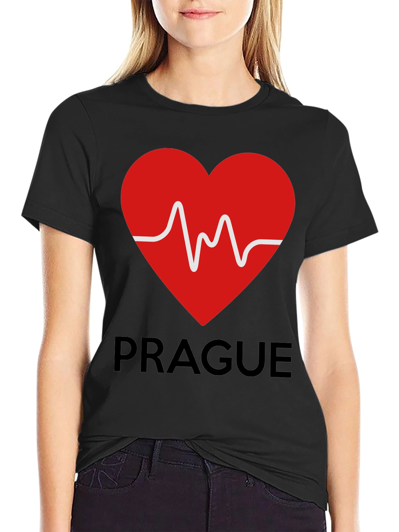 Prague Heartbeat Tee - Stylish City Souvenir