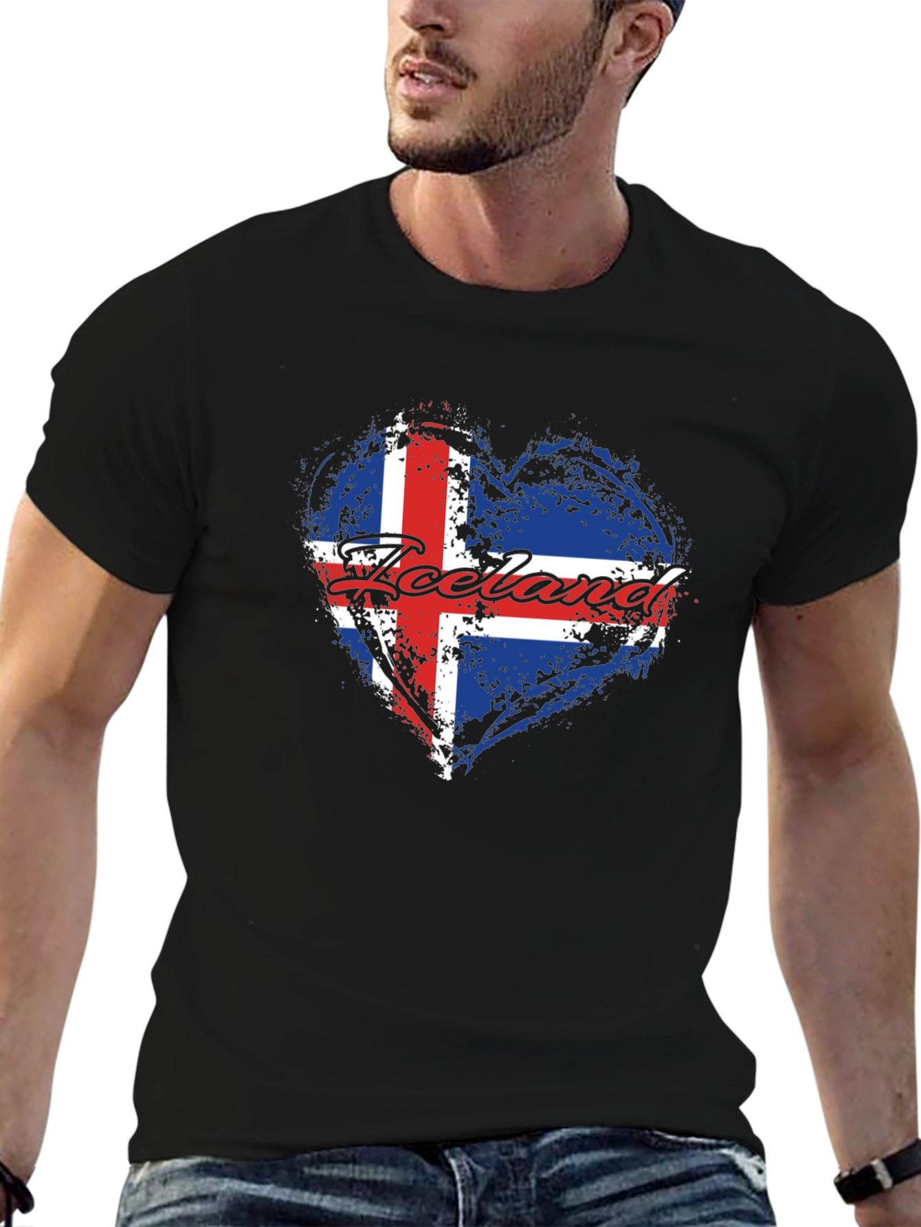 Iceland Flag Heart Graphic T-Shirt