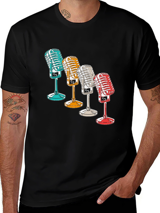 Retro Microphone T-Shirt - Vintage Vocal Recording Tee