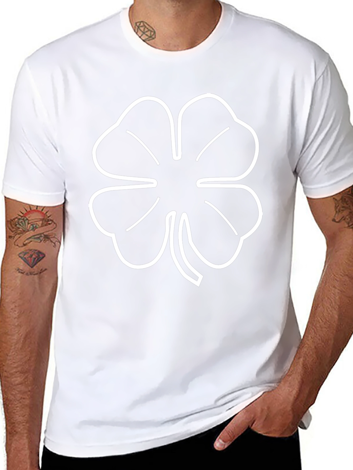 Lucky Clover T-Shirt - Black Four Leaf Tee