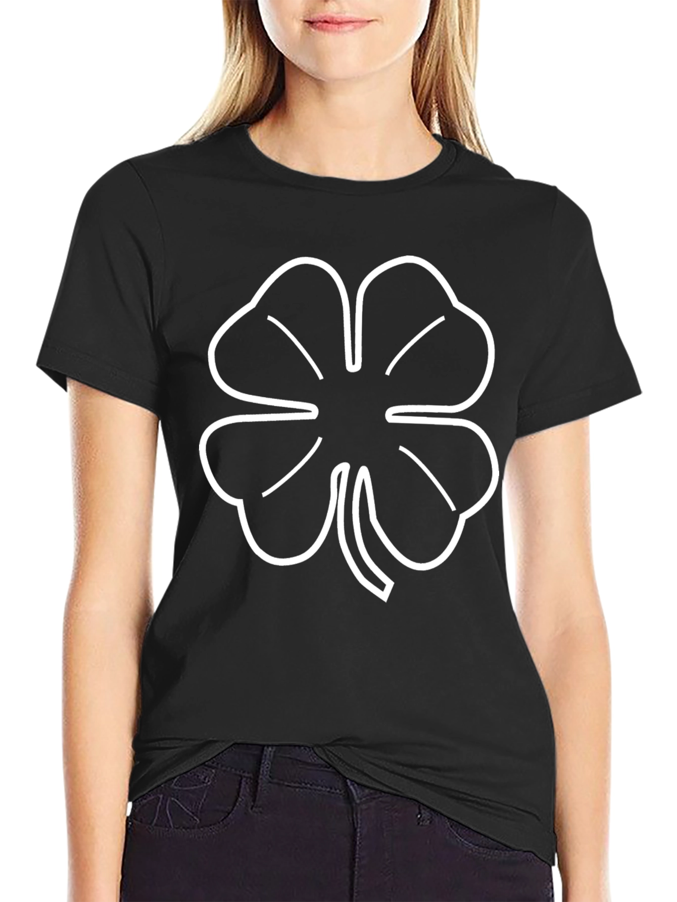 Lucky Clover T-Shirt - Black Four Leaf Tee