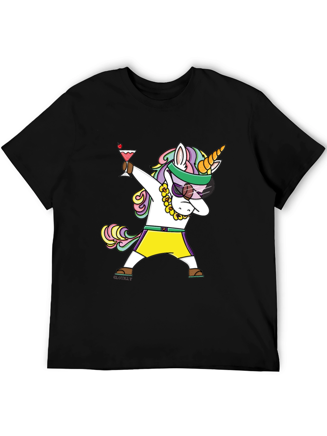Unicorn Dabbing Graphic Tee - Black